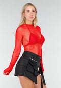 Rode Mesh Fishnet Body met Slangenprint