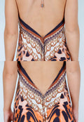 Maxi Jurk met Print, Strass Details en Verstelbare Bandjes