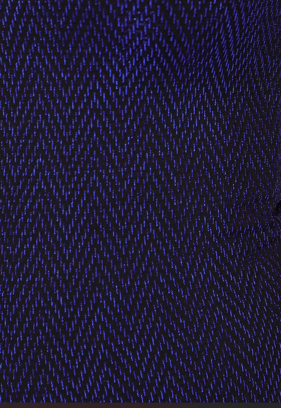 Blauwe Glitter Top met Kleine Col