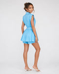 Lichtblauwe Blazer Playsuit met Ceintuur en Schoudervulling