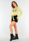 Felgele Cover-Up met Hartjes Patroon en Striksluiting