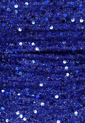 Blauwe Glitter Avondjurk met Gedrapeerde Hals