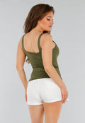Groene Slim Fit Top met Vierkante Hals en Brede Bandjes