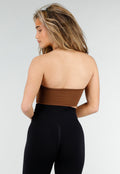 Bruine Wrap Halter Crop Top met Open Rug en Push Up Pads