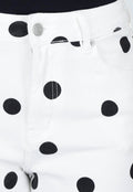 Witte Denim Wide Leg Jeans met Zwarte Stippen Print