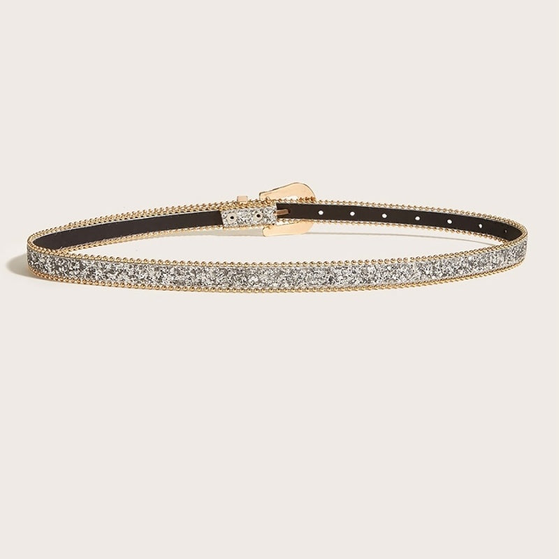 Gouden Parel Riem met Sierlijke Gesp en Zilveren Glitters