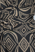 Zwarte Overslag Jumpsuit met Bruin Ruit Patroon
