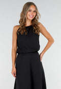 Zwarte Maxi Set met Hooggesloten Top en Stretch