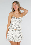 Witte Polkadot Two Piece Set met Top en Skort