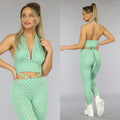 Groene Retro Halter Crop Top