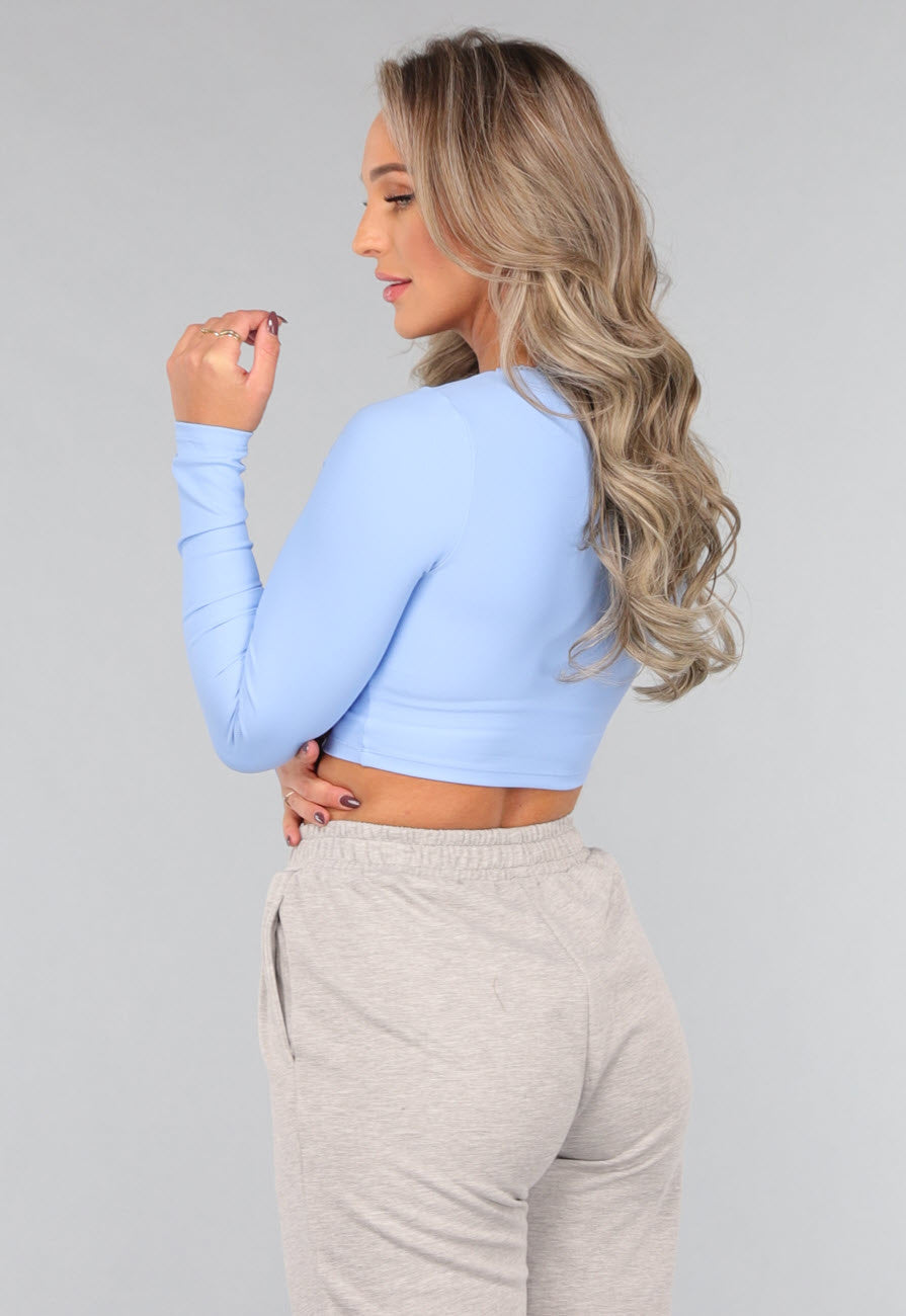 Lichtblauwe Padded Longsleeve Sporttop