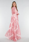 Roze Maxi Rok met Paisley Print en Strikceintuur