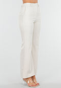 Beige Flared Pantalon met Elastische Tailleband