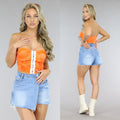 Oranje Korset Top met Stretch