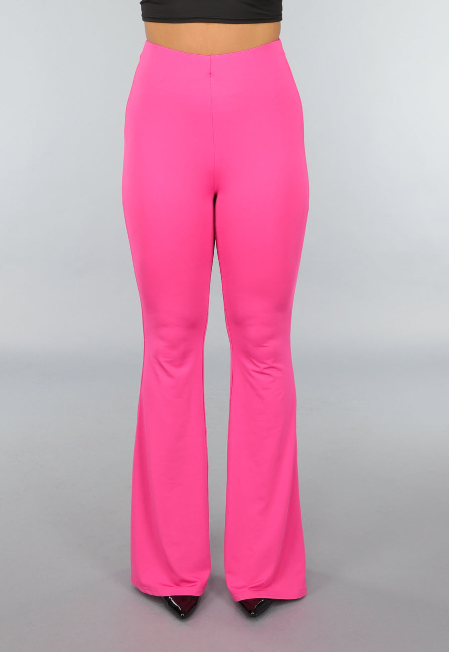 Tall Fuchsia Elastische Legging Broek met Wijde Pijpen