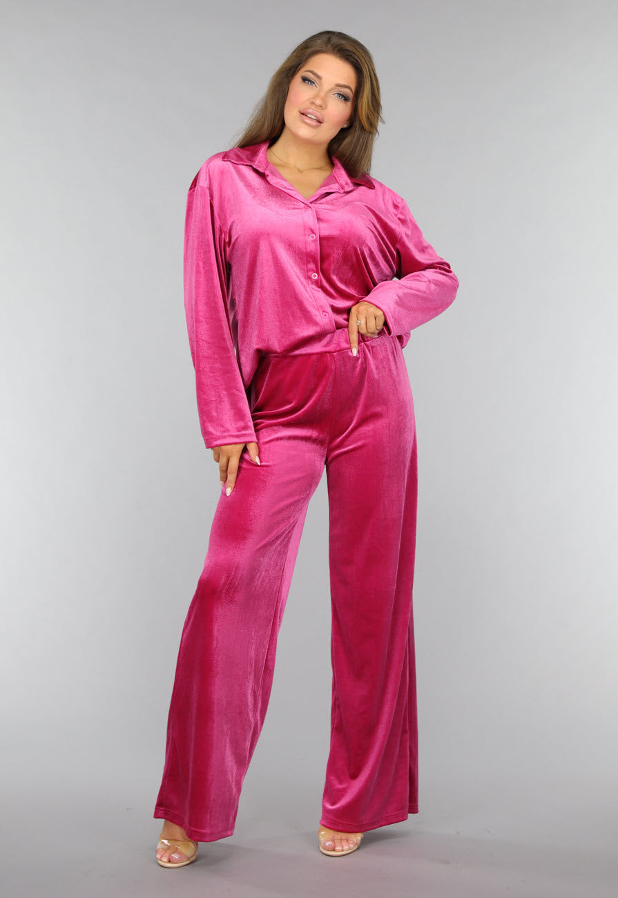 Roze Fluwelen Two Piece