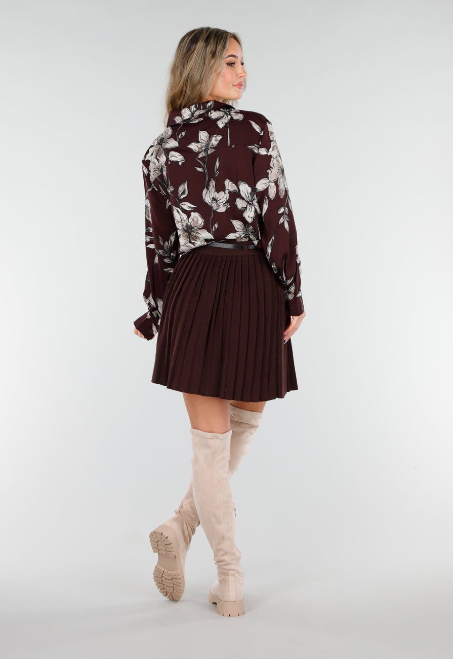 Bordeaux Plissérok met Riem