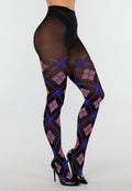 Blauw Roze Panty met Argyle Print