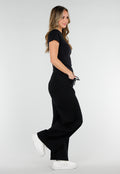 Zwarte Barrel Fleece Joggingbroek met Stretch