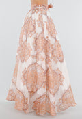 Oranje Maxi Rok met Paisley Print en Strikceintuur