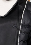 Zwarte Pufferjas met Witte Sherpa Fleece Kraag