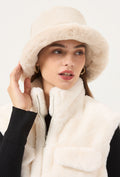 Suèdelook Bucket Hat met Bont Randje