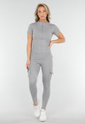 Lichtgrijze Sportset met Cargozakken en Scrunch