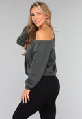 One Shoulder Antraciet Trui