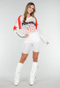 Witte  Mesh Jersey Top met Lange Mouwen