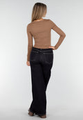 Redial Jeans  Donkerblauwe Wide Leg Jeans met Elastische Taille en Strikkoord