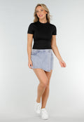 Zwarte Sporttop met Ronde Hals, Korte Mouwen en Stretch