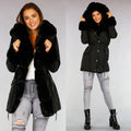 Zwarte Bont Winterjas met Capuchon