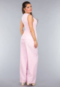 Lichtroze Gilet Co Ord Set met Pantalon