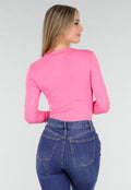 Neon Roze Body met Lange Mouwen en Stretch