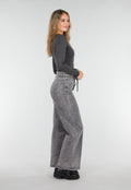 Donkergrijze One Shoulder Top met Lange Mouwen