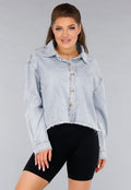Denim Blouse Jasje met Rafels