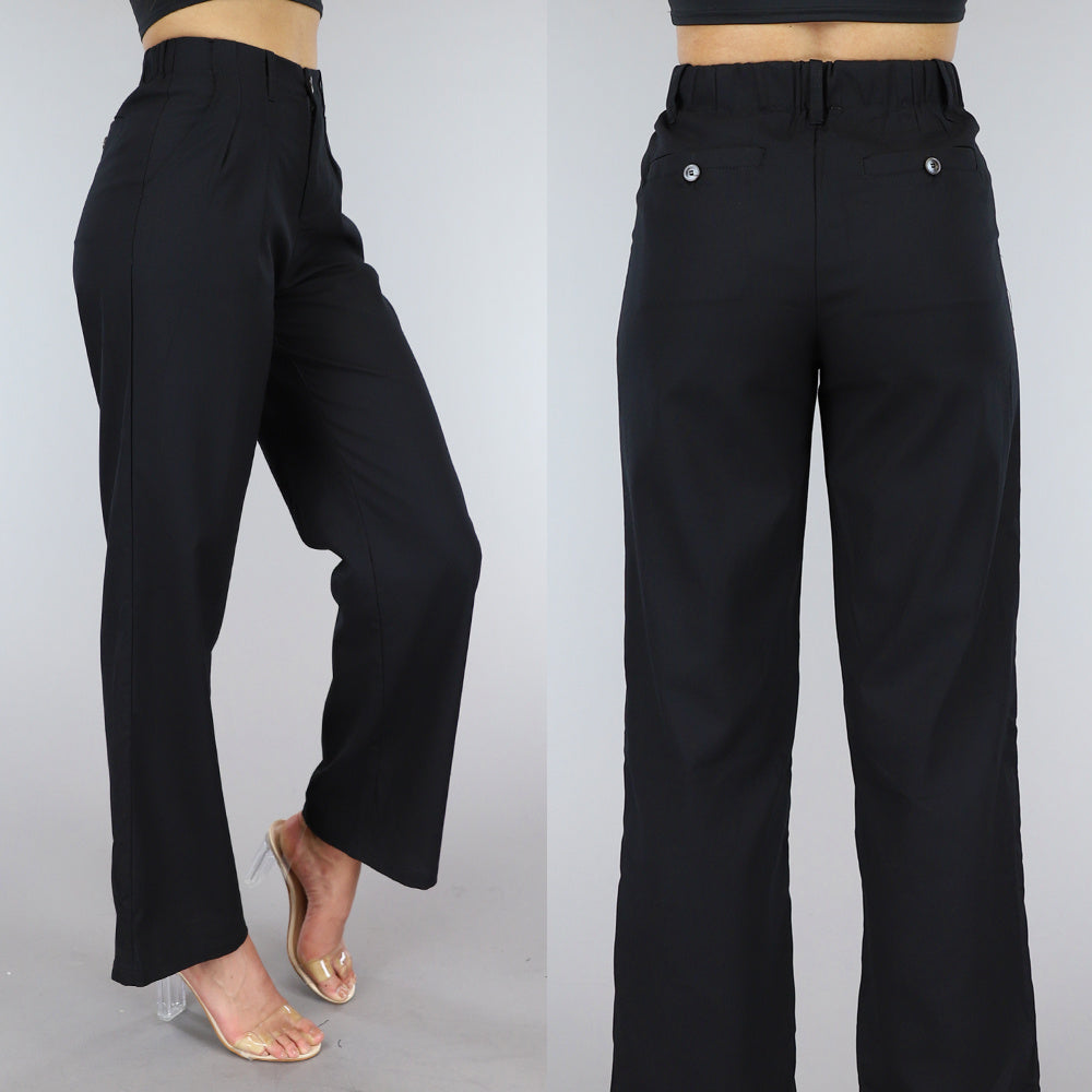 Zwarte Paperbag Broek met Geplooide Taille