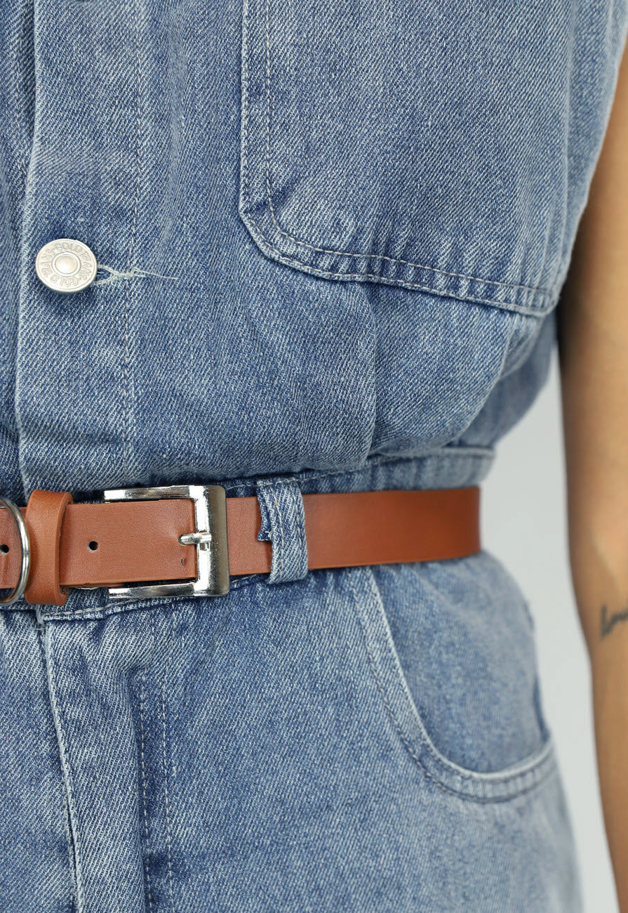 Mouwloze Denim Jumpsuit met Riem