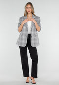 Grijze Geruite Blazer met Lange Mouwen en Knopen