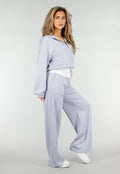 Lichtblauwe Sweater met Halve Rits en Elastische Boorden