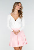 Witte Gedrapeerde Top met Overslag en Stretch