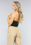 Zwarte Elastische Bandeau Top met Anti-Slip