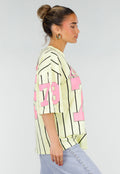 Gele Gestreepte Oversized T-shirt met Los Angeles Print