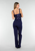 Donkerblauwe Velvet Pumps met Slanke Hak