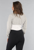 Grijze Cropped Trui met Overslag Look