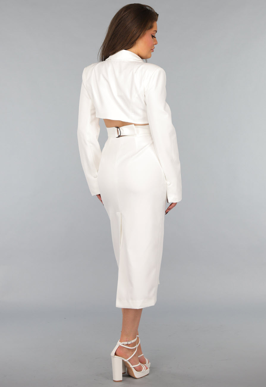Witte Blazer Jurk met Cut Out