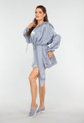 Elegante Glanzende Blauwe Mini Jurk