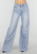 Lichtblauwe Denim Tall Wide Leg Jeans met Hoge Taille