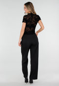 Zwarte Mesh Top met Bloempatroon en Stretch