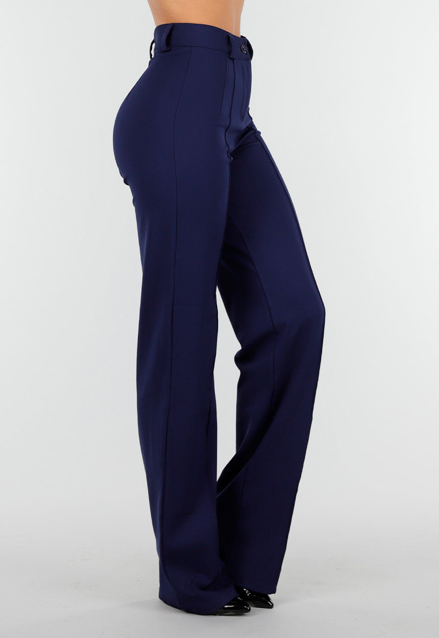 Tall Super Stretch Straight Leg Navy Blauwe Pantalon